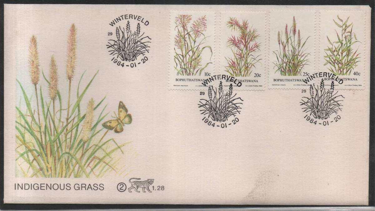 Bophuthatswana 1984 20 January Indigenous Grasses FDC + control blocks