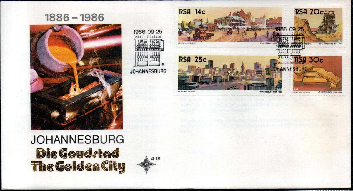 1986 25 SEPT THE GOLDEN CITY SET OF 4 ON FDC AND SET OF CONTROLL BLOCKS
