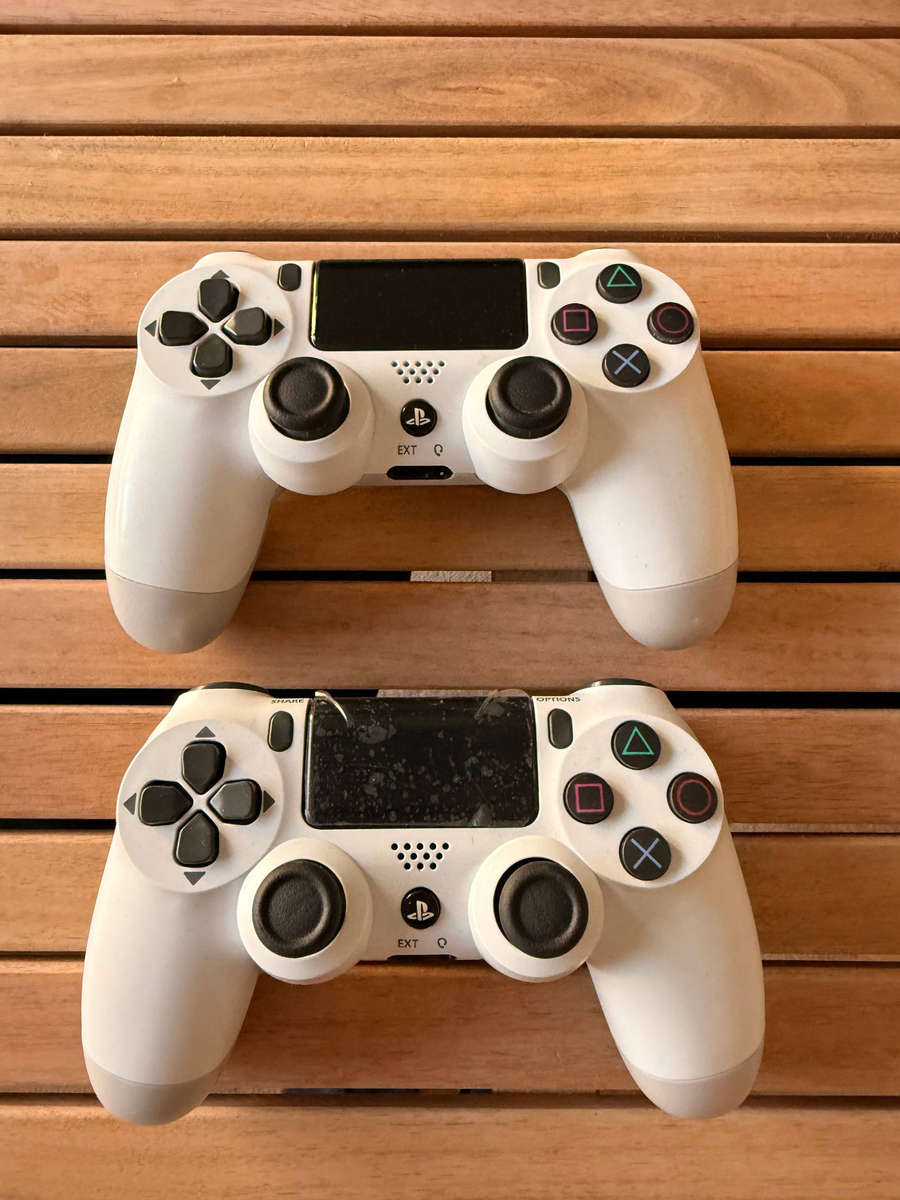 Ice White 'drive-less' PlayStation 2 Restomod with 2 X Brand New Dualshock 4 Controllers
