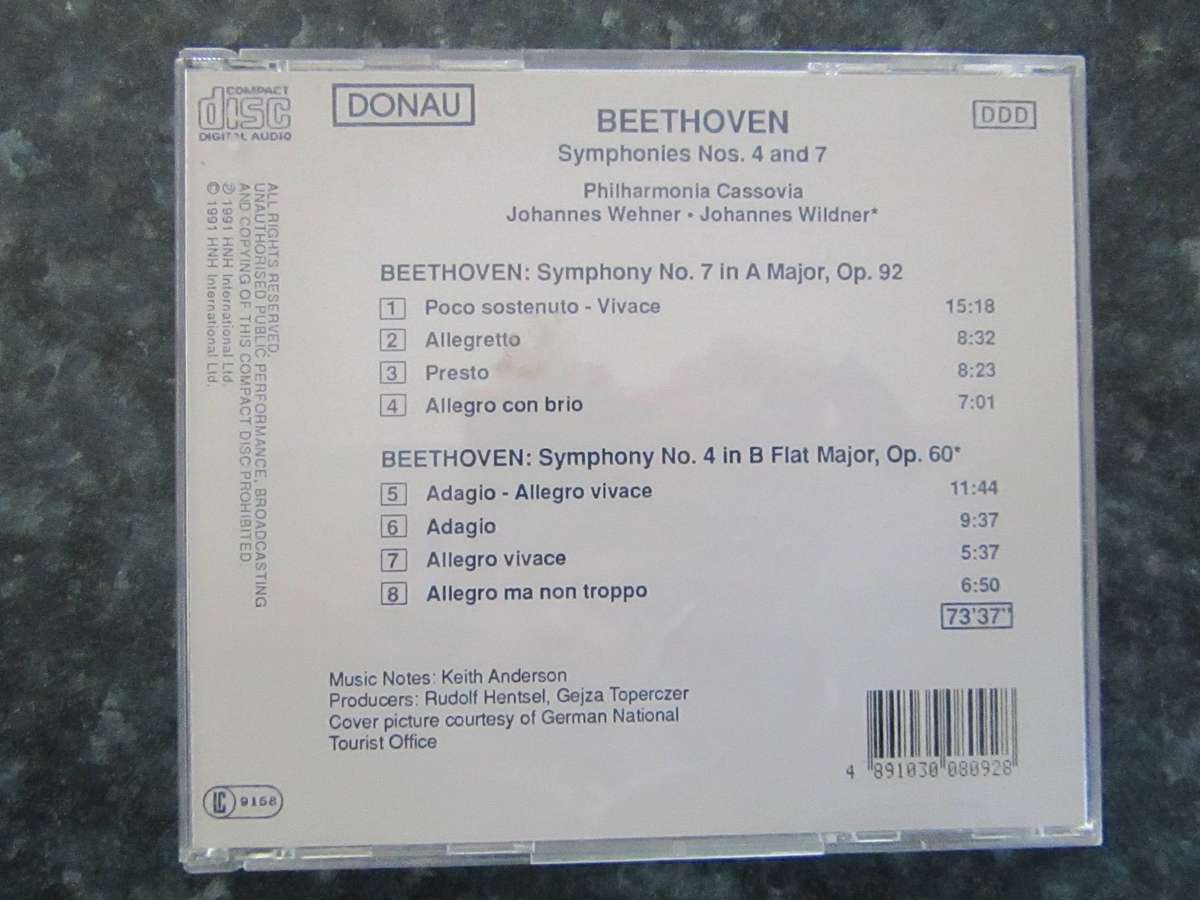 Beethoven - Symphonies No's 4 and 7 (CD)
