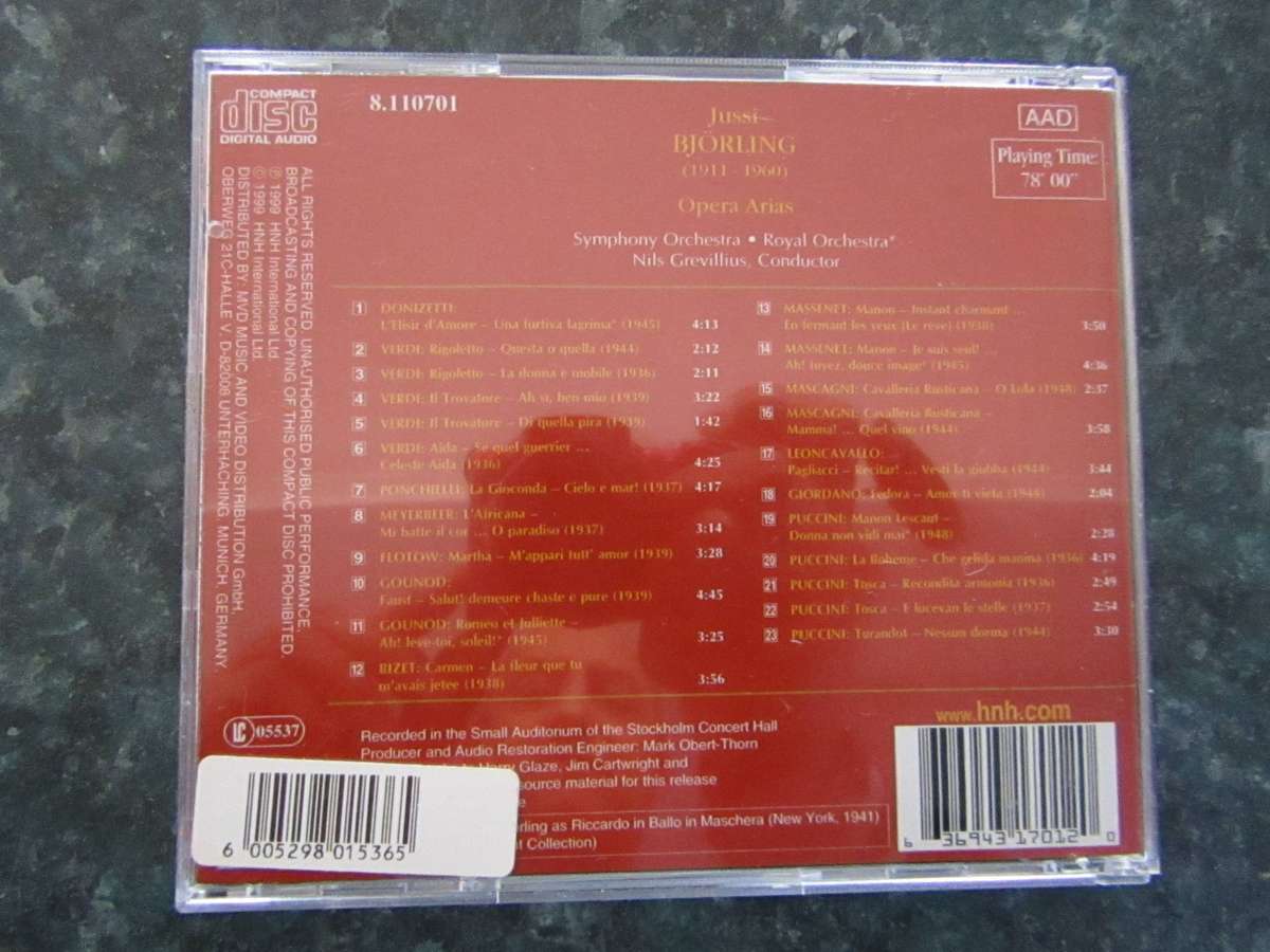 Jussi Björling - Opera Arias (Historical Recordings 1936-1948) (CD)