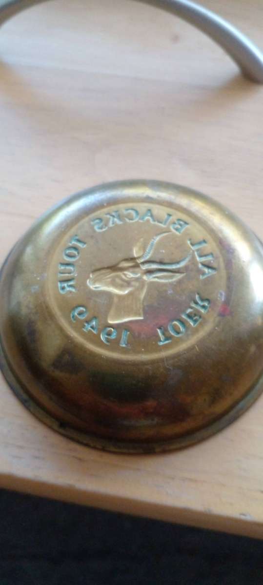 RARE , RARE 1949  ALL BLACKS TOUR TO SA COPPER ASHTRAY REMEMBERANCE.