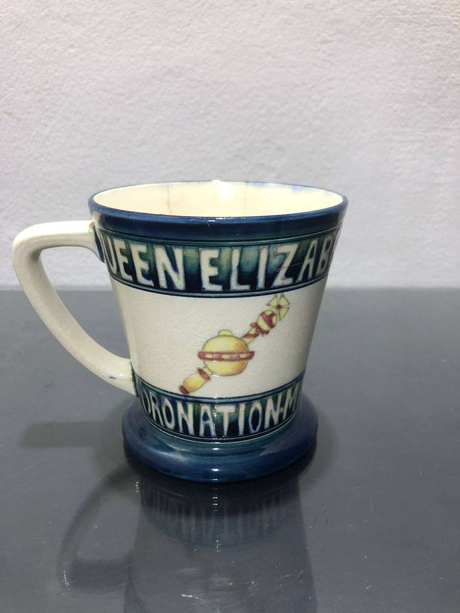 1937 Moorcroft King George VI & Queen Elizabeth Coronation Mug (pls read condition)