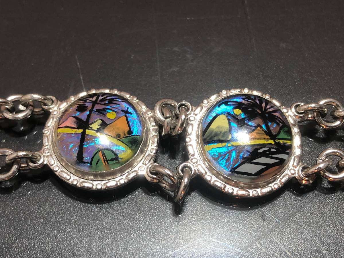 Vintage Souvenir Rio De Janeiro Butterfly Wing Bracelet