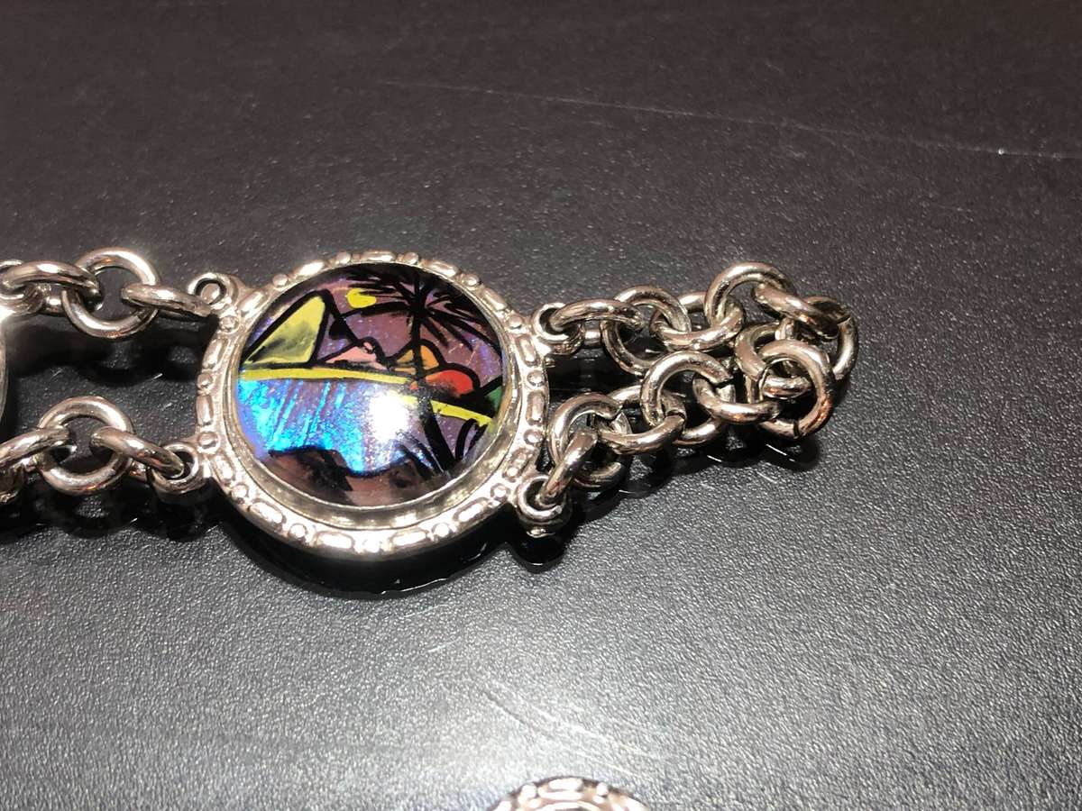 Vintage Souvenir Rio De Janeiro Butterfly Wing Bracelet