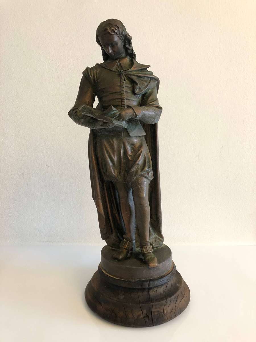 A Large 19th Century Bronze Spelter Statue of a Young Scholar
