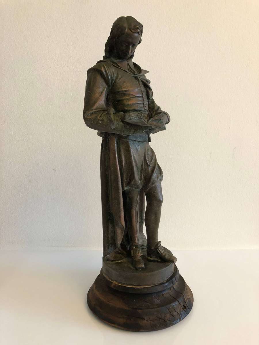 A Large 19th Century Bronze Spelter Statue of a Young Scholar