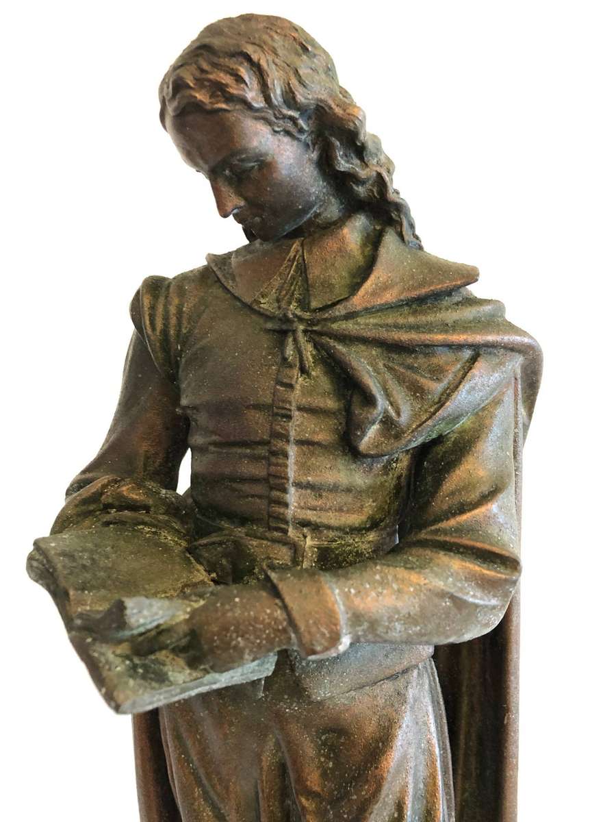 A Large 19th Century Bronze Spelter Statue of a Young Scholar