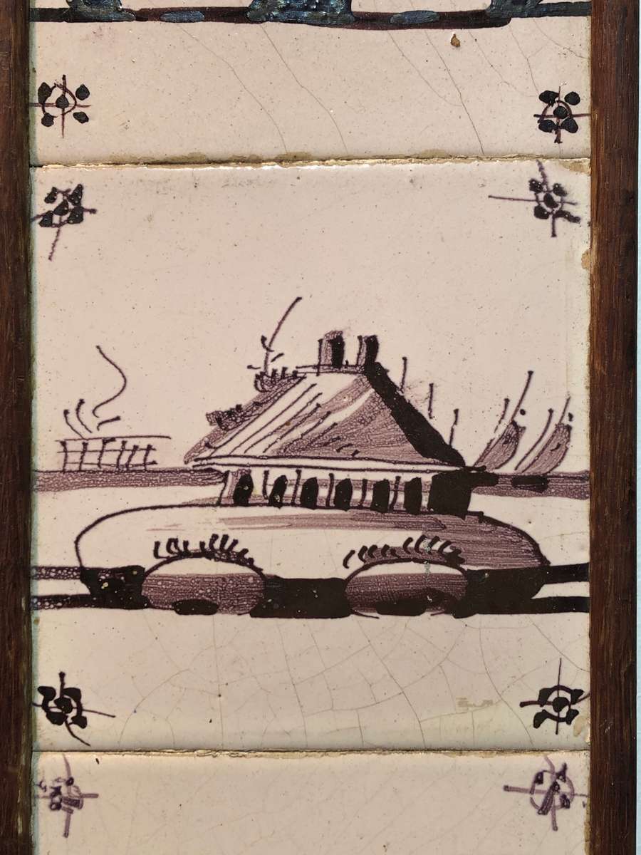 Framed Set Of Four 18th Century Dutch Delft Tiles