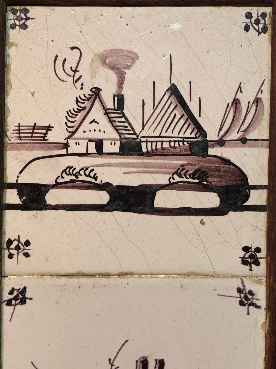 Framed Set Of Four 18th Century Dutch Delft Tiles