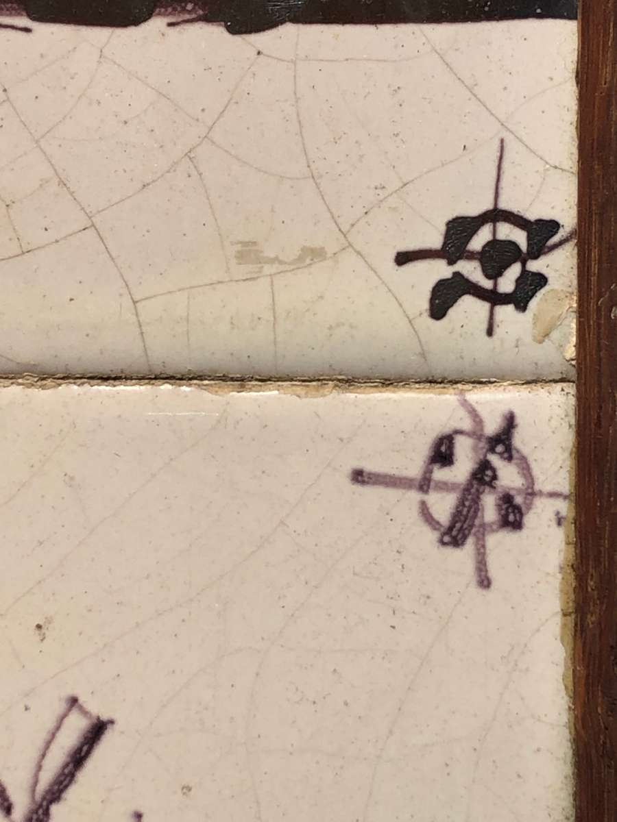 Framed Set Of Four 18th Century Dutch Delft Tiles