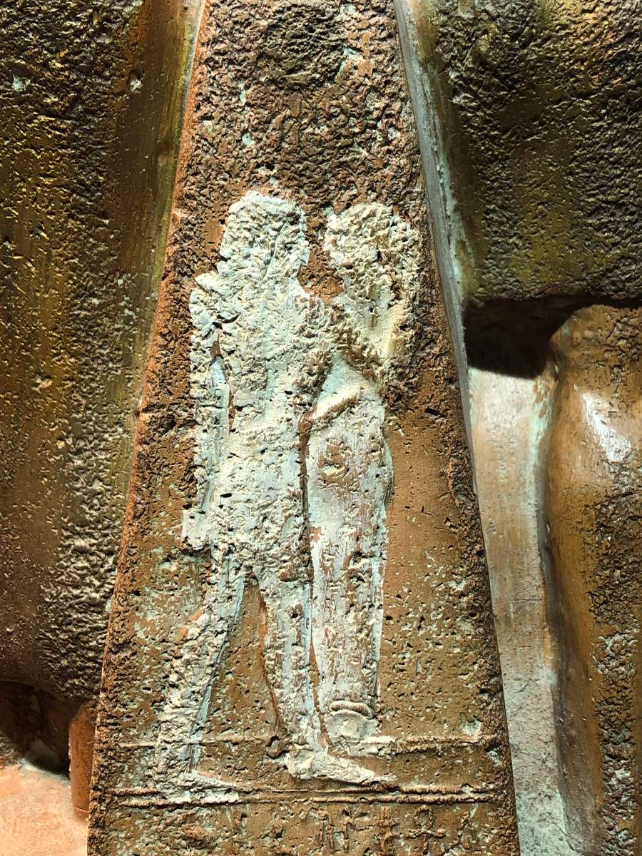 Large Souvenir Egyptian Terracota Statue Menkaure and His Queen