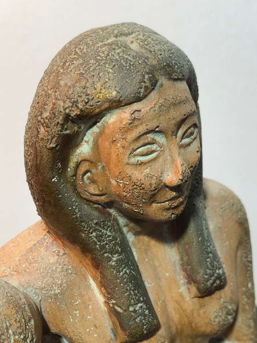 Large Souvenir Egyptian Terracota Statue Menkaure and His Queen