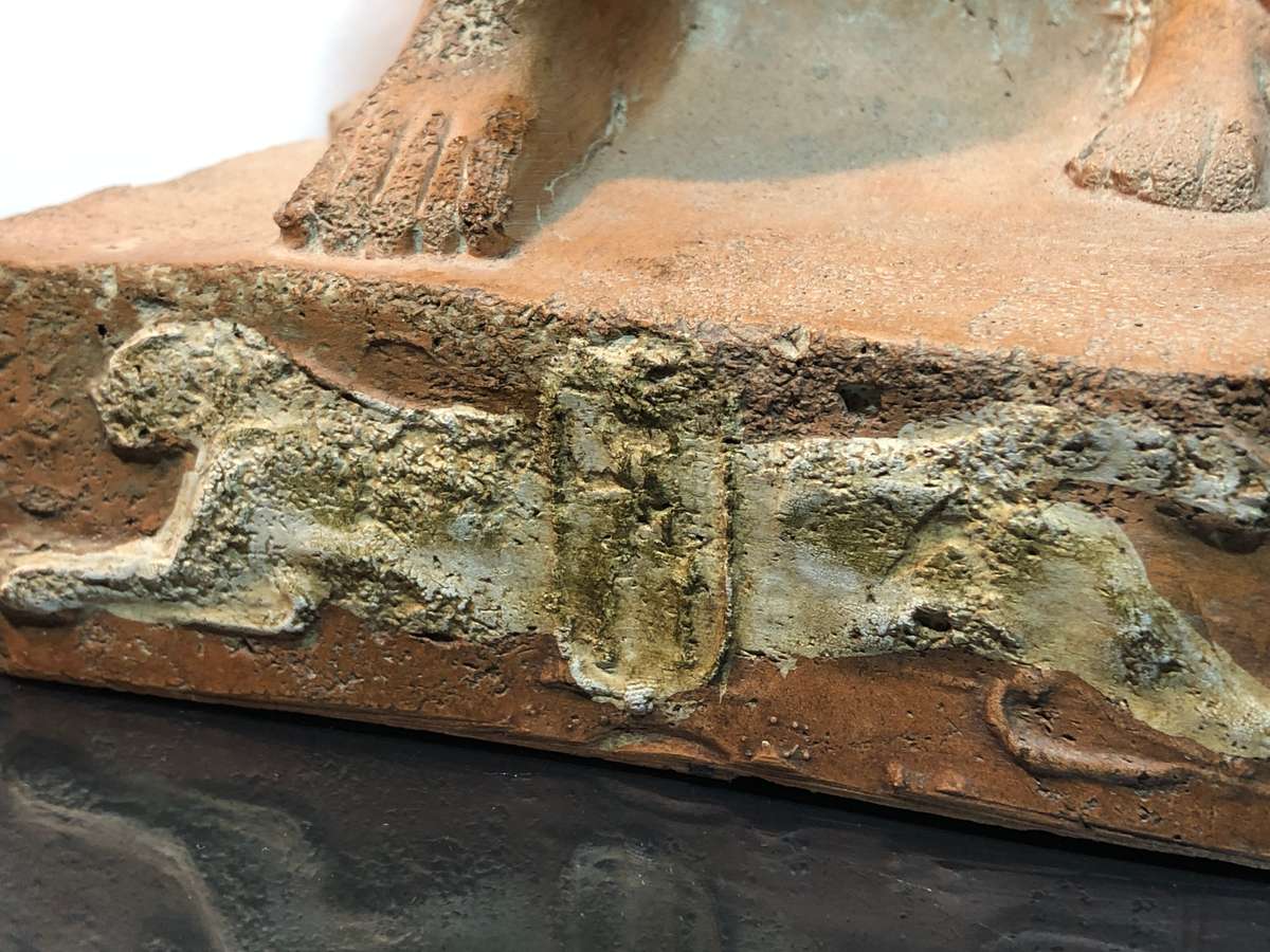 Large Souvenir Egyptian Terracota Statue Menkaure and His Queen