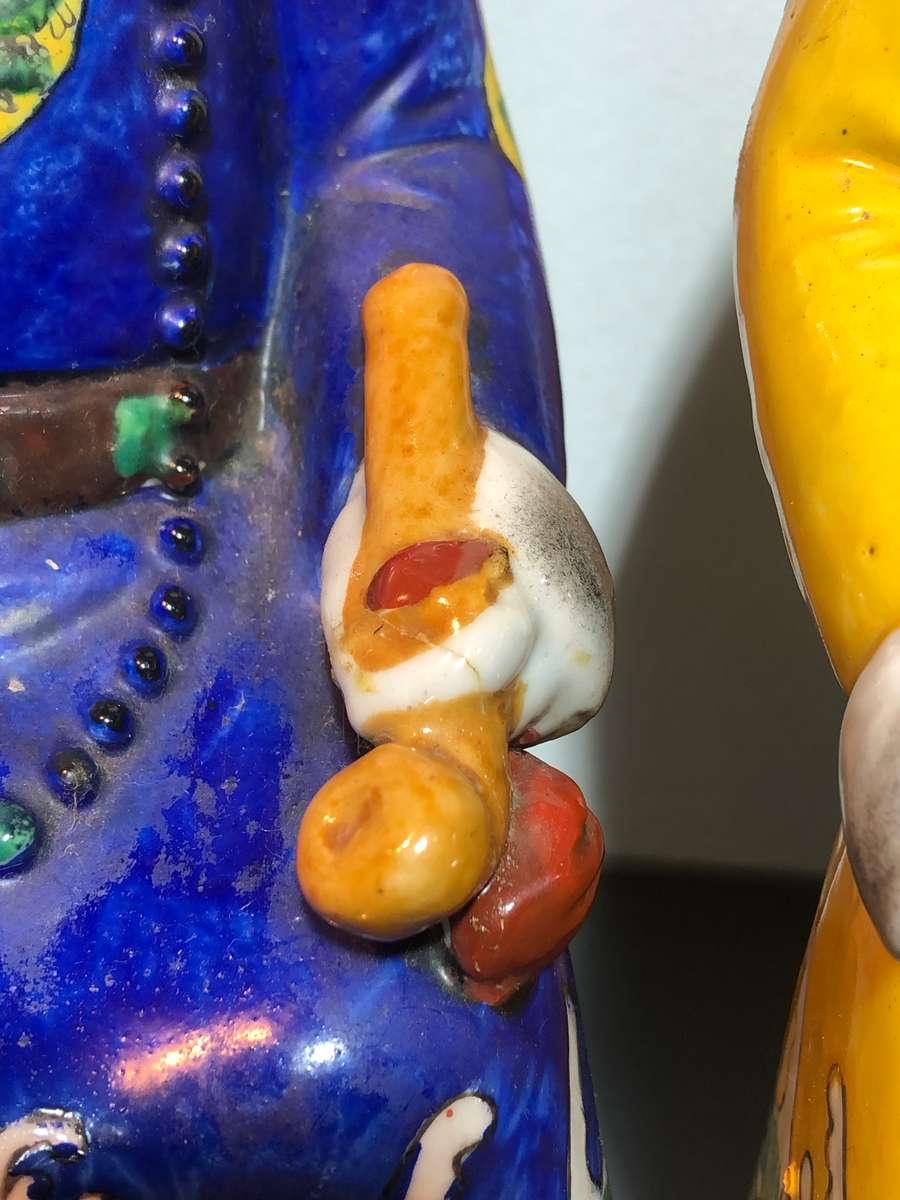 A Trio of Chinese Emperor Porcelain Statues