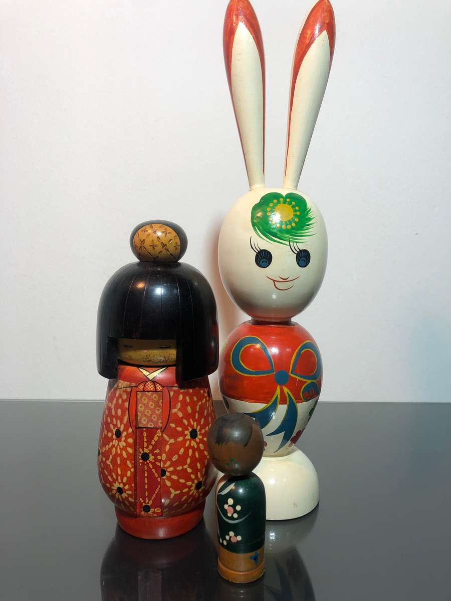 Three Japanese Kokeshi Dolls