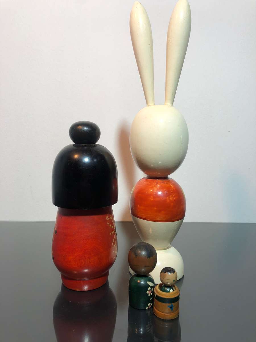 Three Japanese Kokeshi Dolls