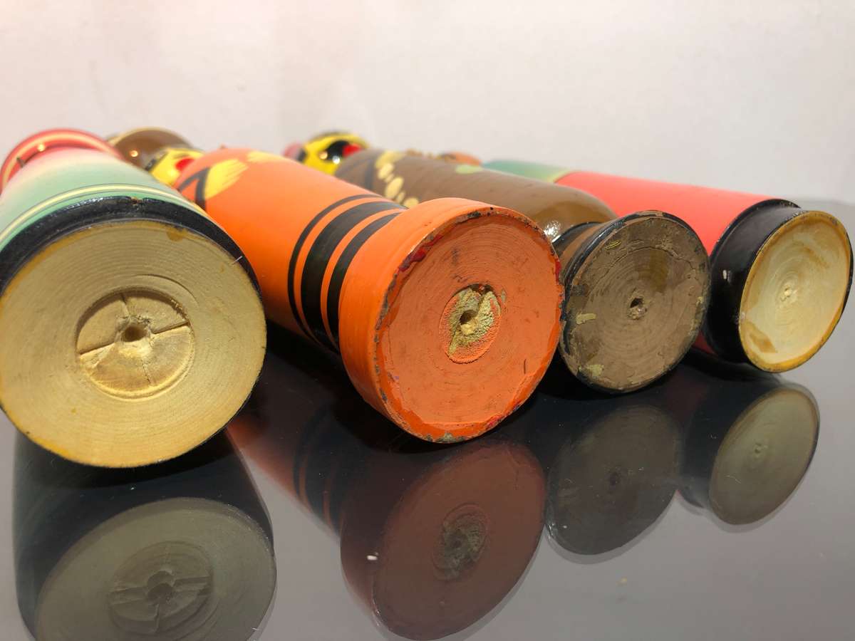 A Set of Mid Century Egyptian Wooden Folk Dolls