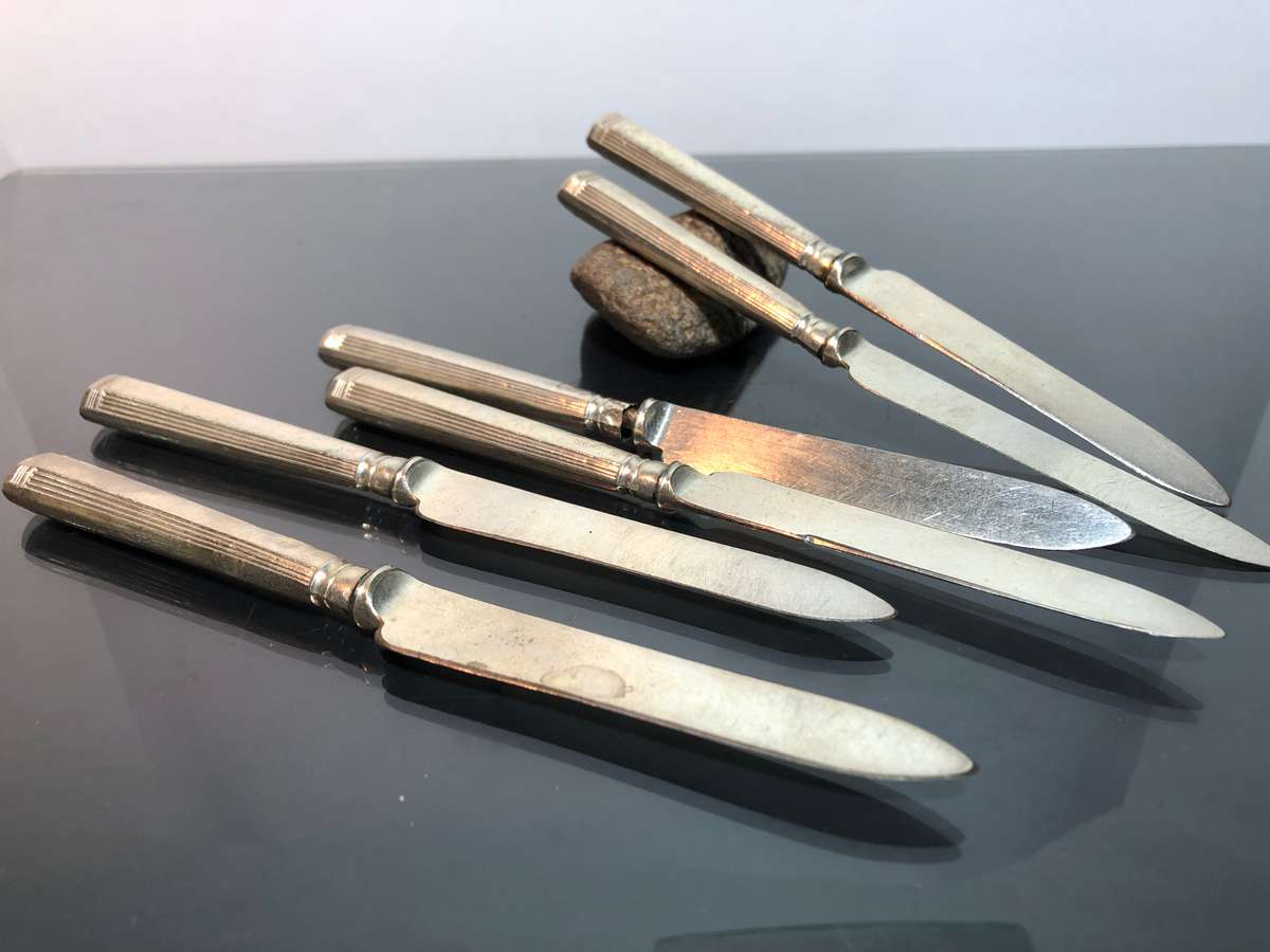 Sterling Silver Cake Knives marked Thomas Bradbury and Sons TB & S
