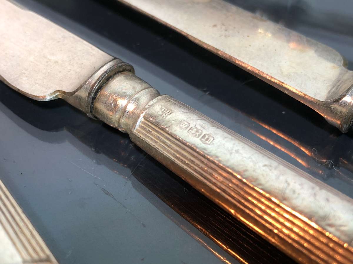 Sterling Silver Cake Knives marked Thomas Bradbury and Sons TB & S