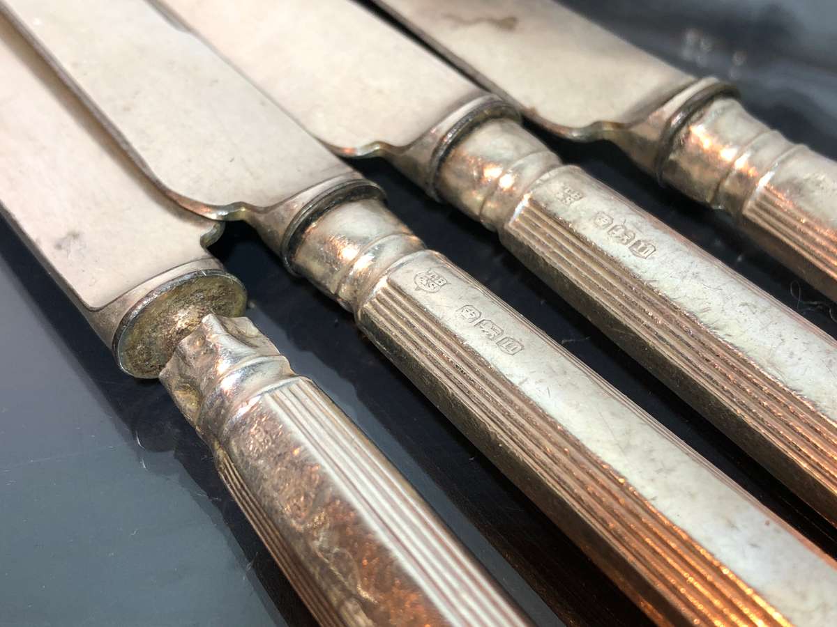 Sterling Silver Cake Knives marked Thomas Bradbury and Sons TB & S