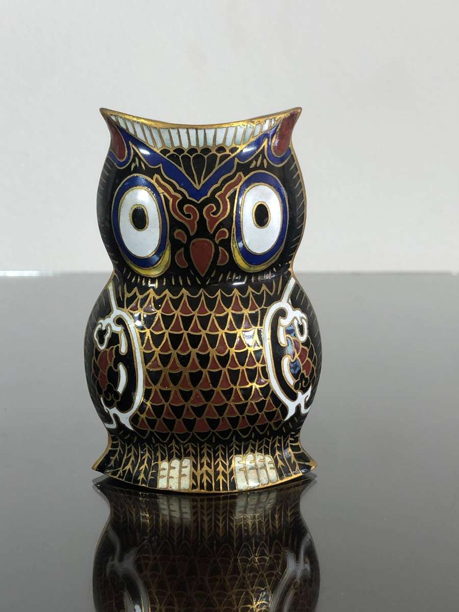 A Vintage Mid Century Chinese Cloisonné Owl