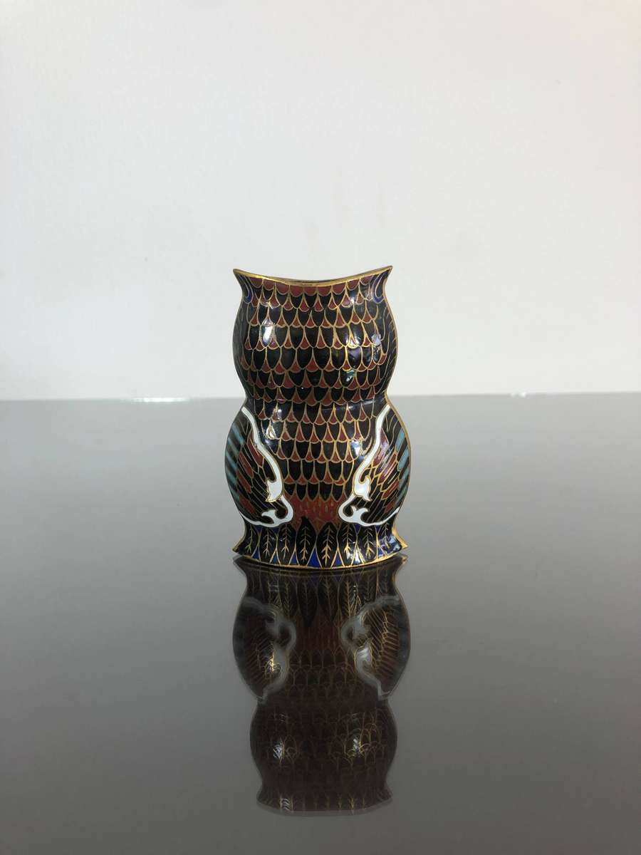 A Vintage Mid Century Chinese Cloisonné Owl