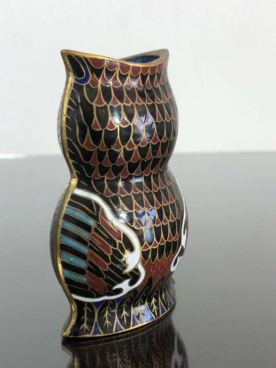 A Vintage Mid Century Chinese Cloisonné Owl