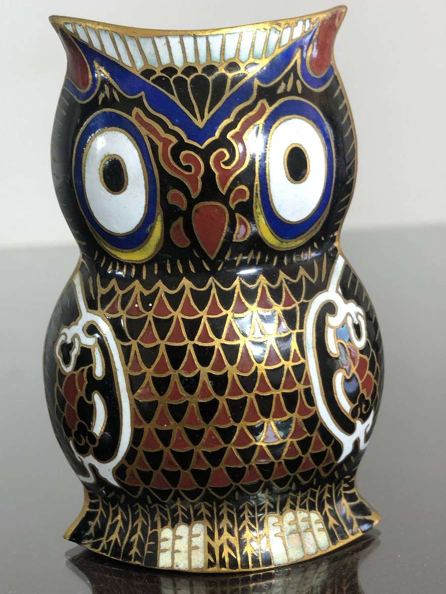 A Vintage Mid Century Chinese Cloisonné Owl