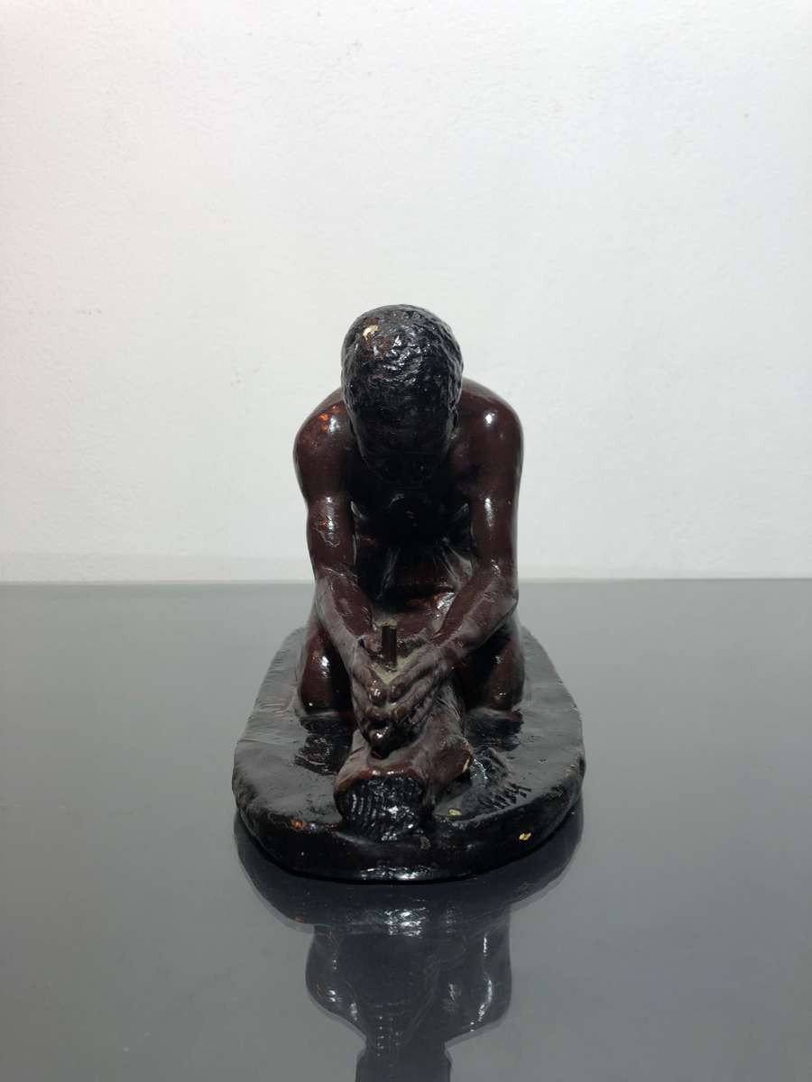 Bushman Clay Casted Sculpture by SA Artist Frederick Johannes Kruger 1907 -1966