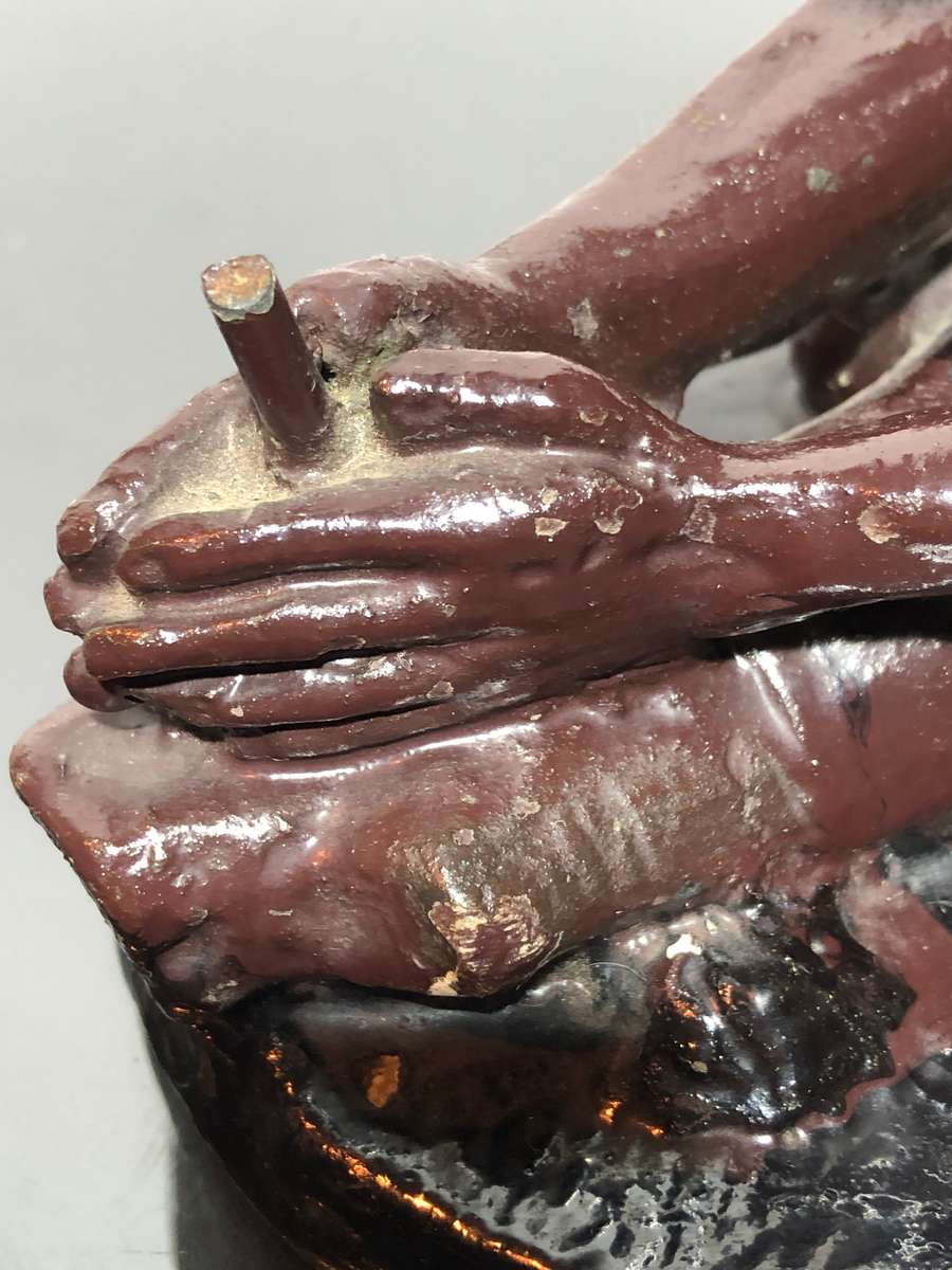 Bushman Clay Casted Sculpture by SA Artist Frederick Johannes Kruger 1907 -1966