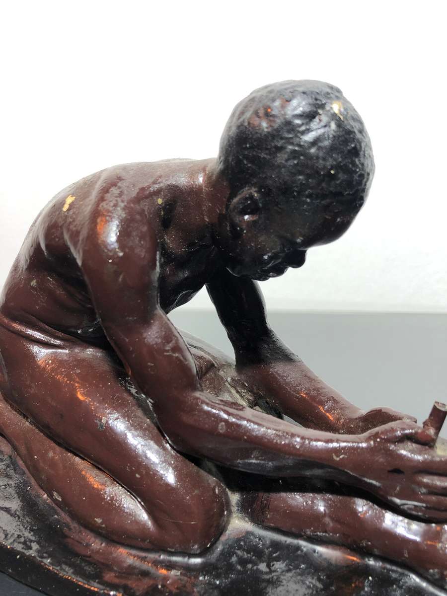 Bushman Clay Casted Sculpture by SA Artist Frederick Johannes Kruger 1907 -1966