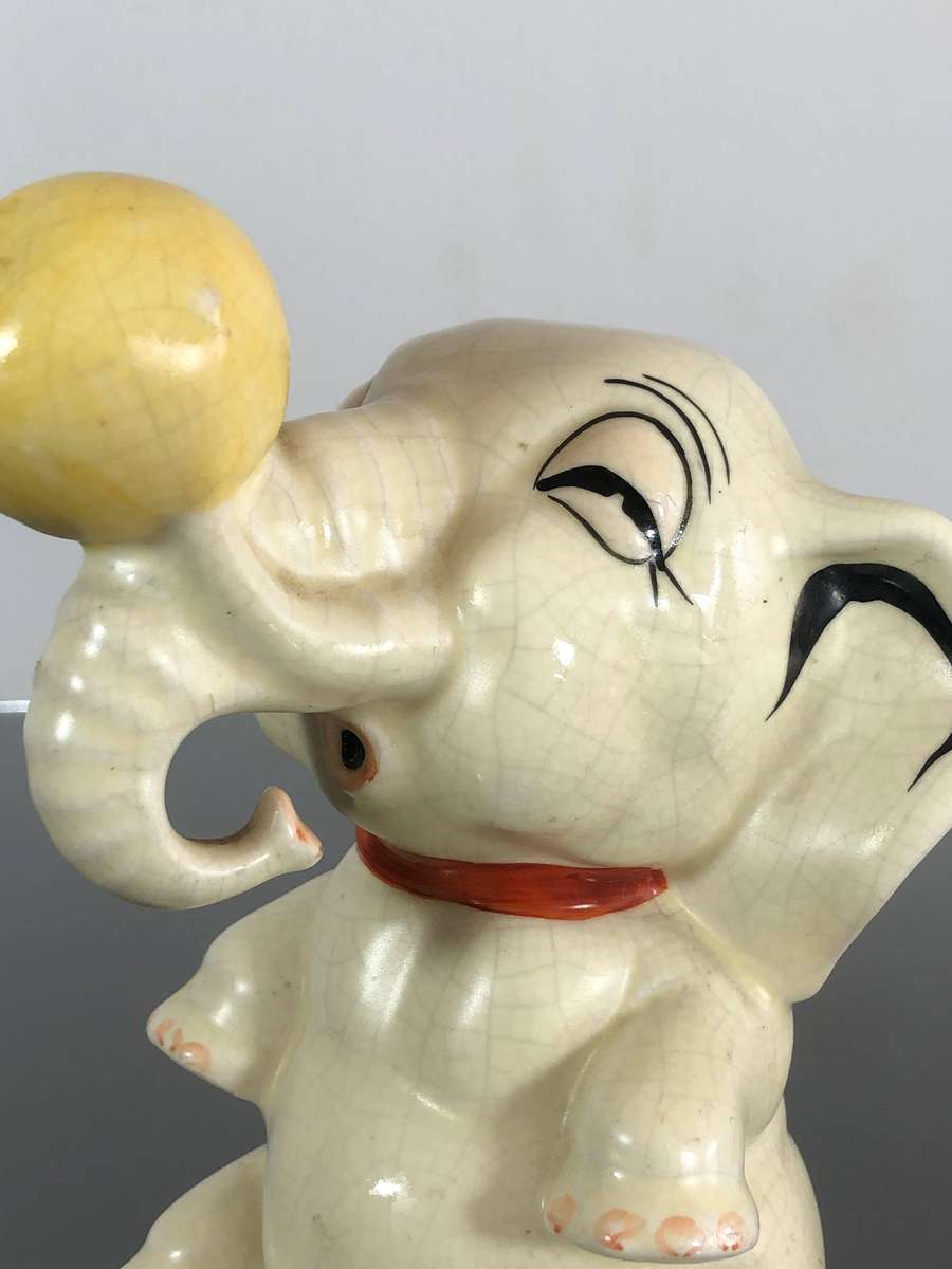 Art Deco Period Crown Devon Feildings Porcelain Circus Elephant