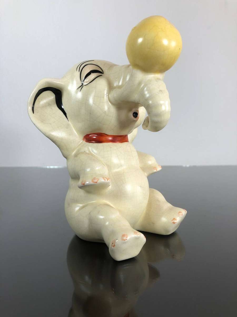 Art Deco Period Crown Devon Feildings Porcelain Circus Elephant