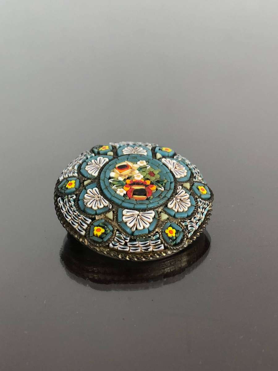 A Colouful Italian Micro Mosaic Pin Brooch
