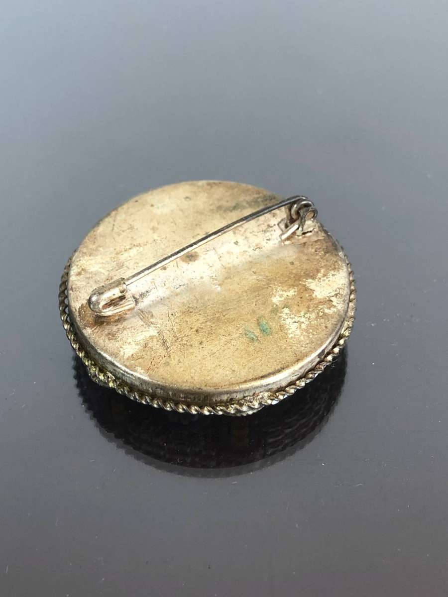 A Colouful Italian Micro Mosaic Pin Brooch
