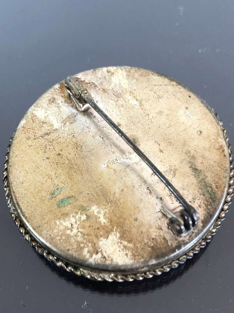A Colouful Italian Micro Mosaic Pin Brooch