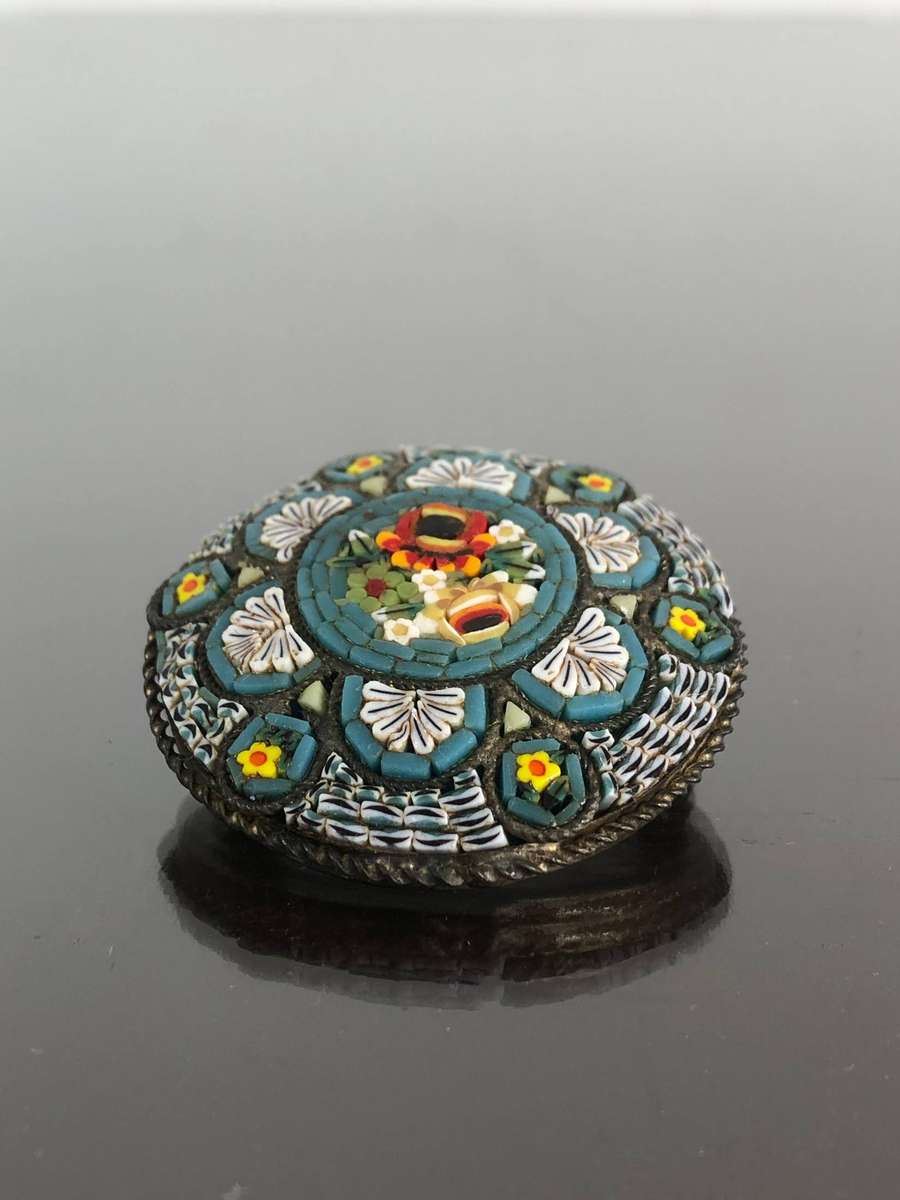 A Colouful Italian Micro Mosaic Pin Brooch