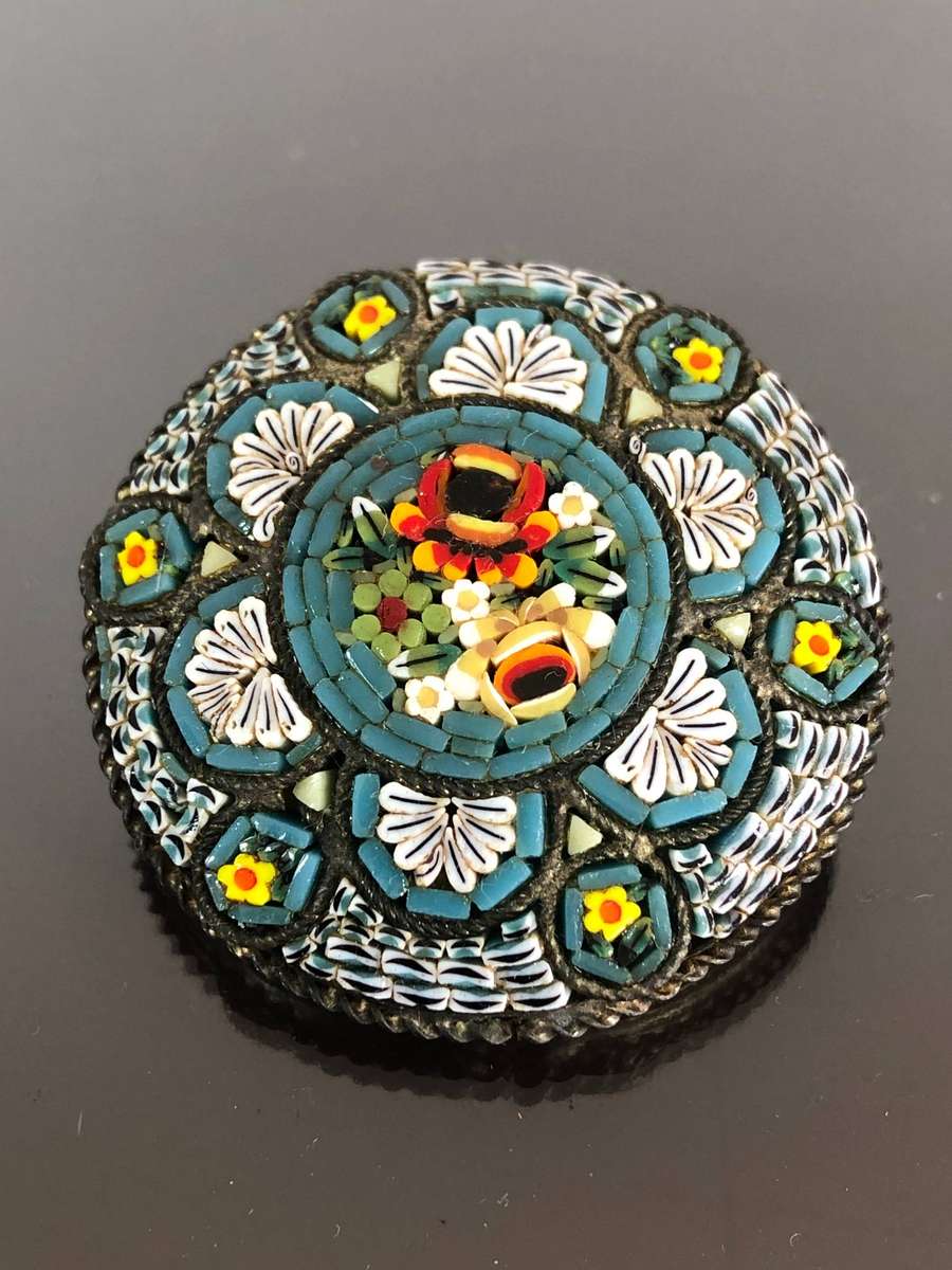 A Colouful Italian Micro Mosaic Pin Brooch