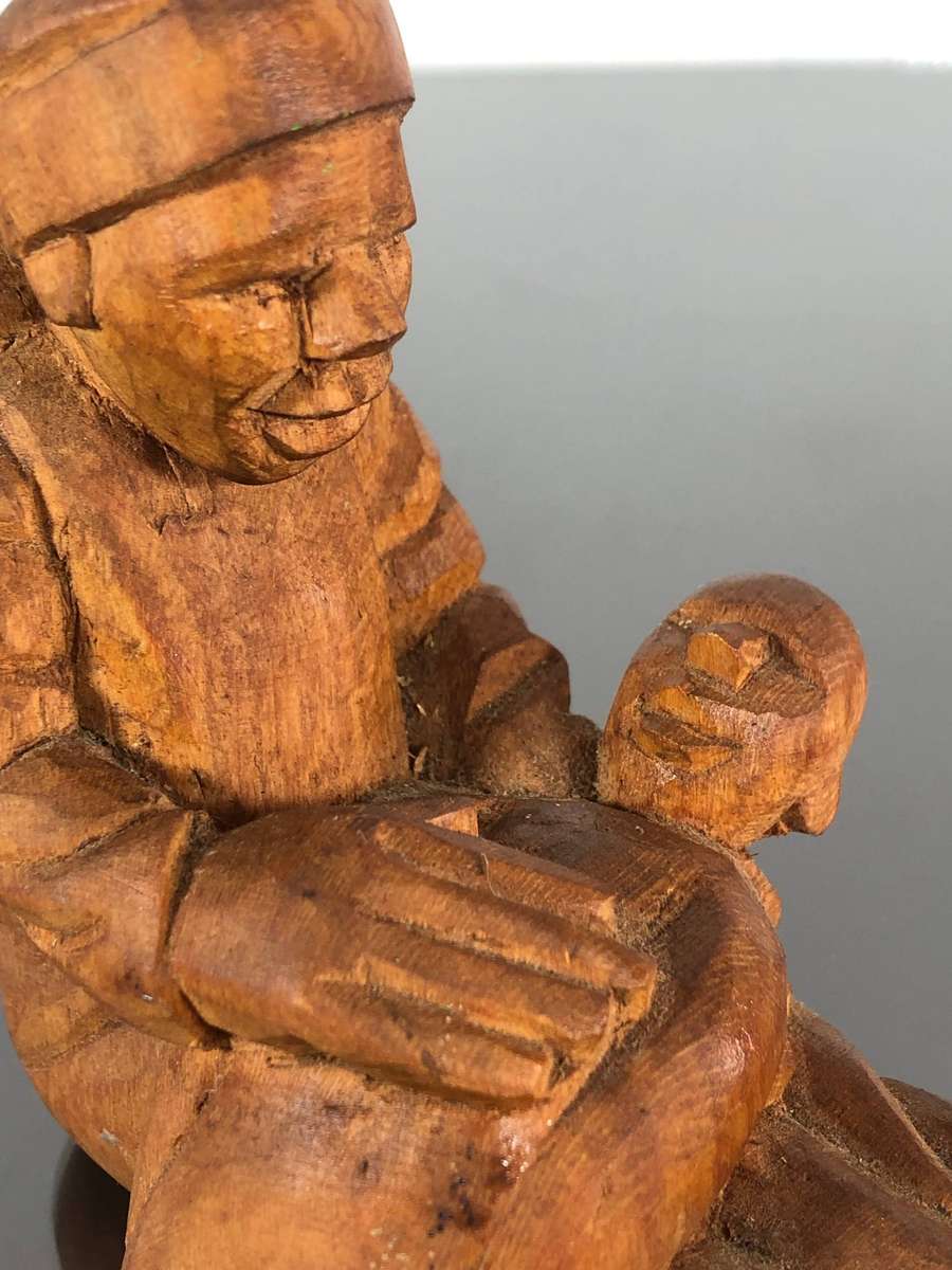 Zamu Gumede Mother and Child Carved Sculpture