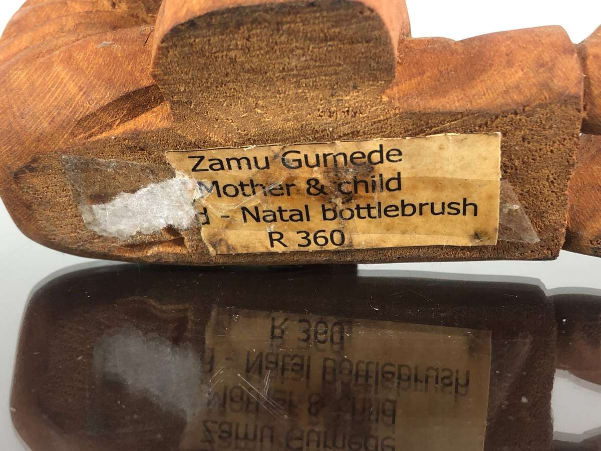 Zamu Gumede Mother and Child Carved Sculpture