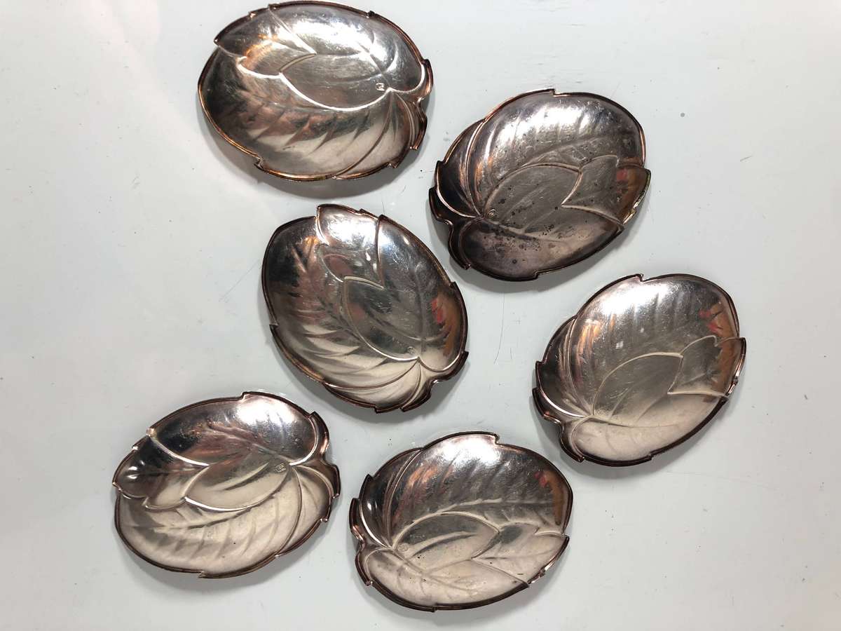 A Set of 6 WMF Silver Plate Nut Trays