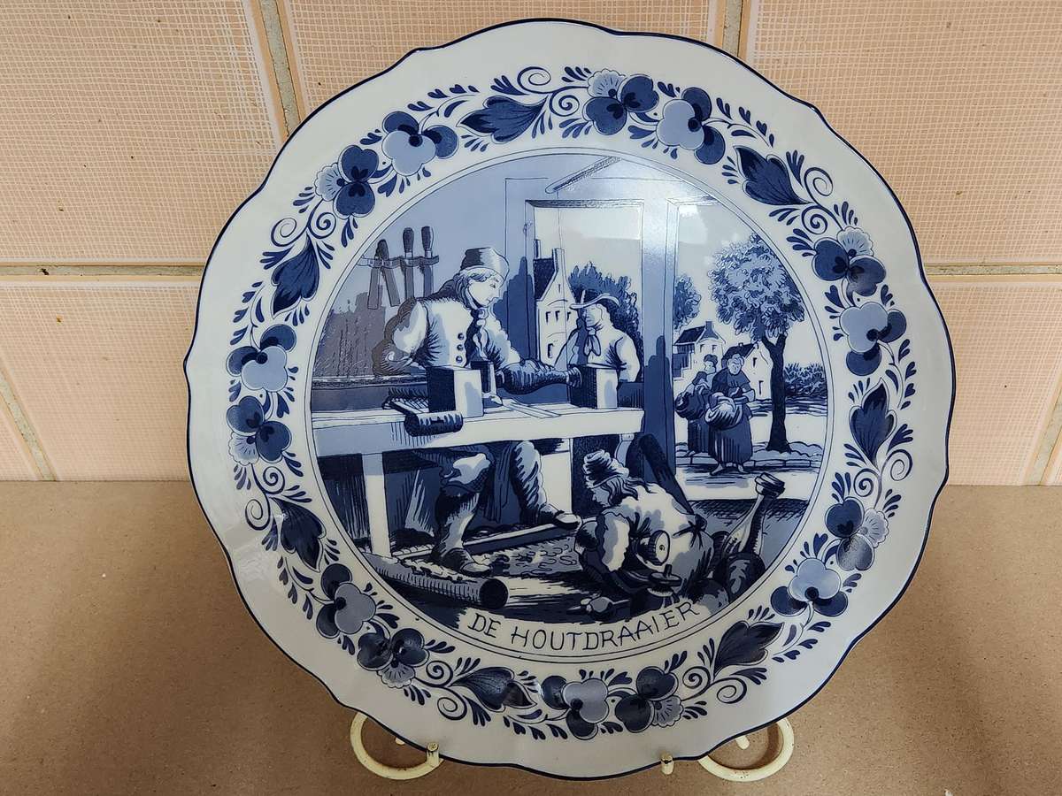 Vintage Delft Holland Traditional Dutch Tradesmen Plate Oude Molen Fabriek