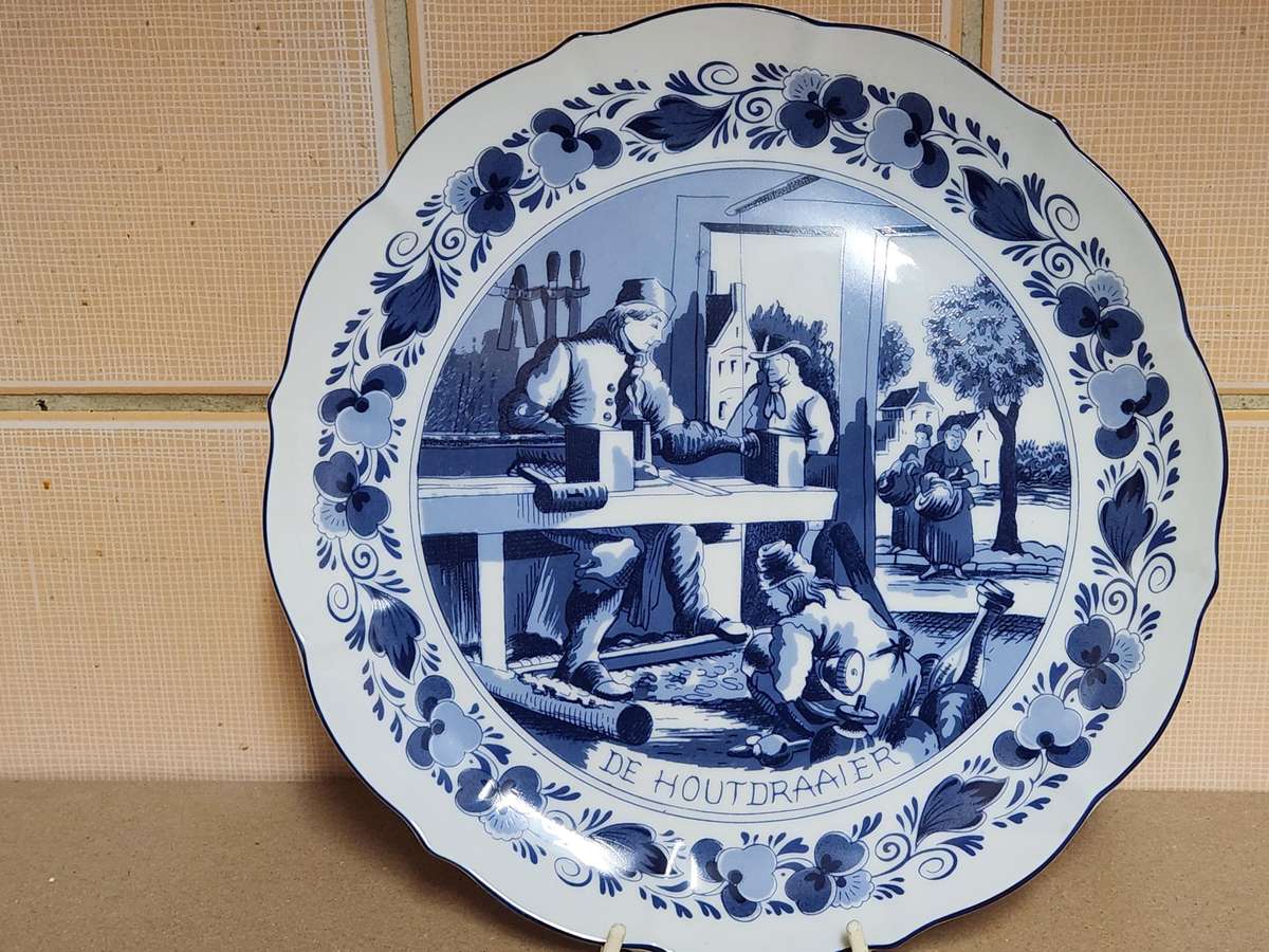 Vintage Delft Holland Traditional Dutch Tradesmen Plate Oude Molen Fabriek