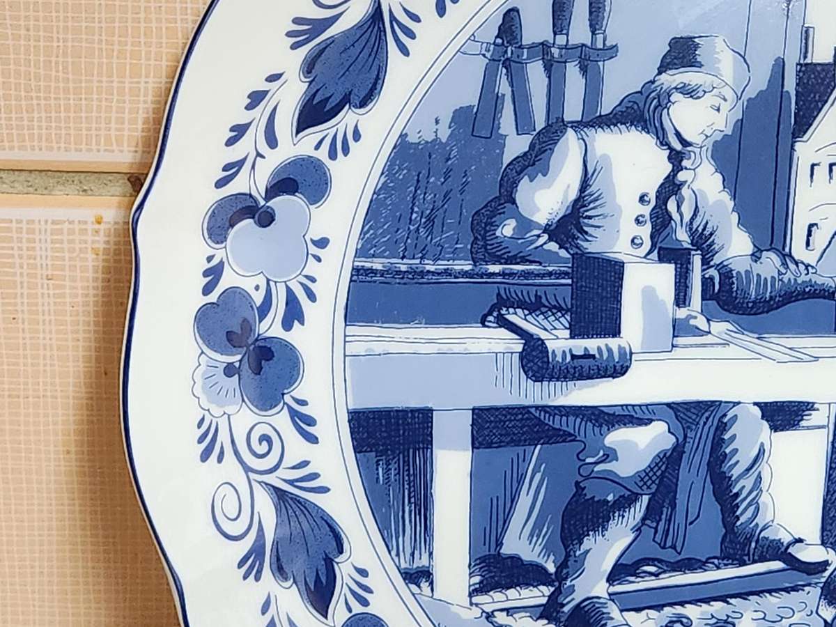 Vintage Delft Holland Traditional Dutch Tradesmen Plate Oude Molen Fabriek