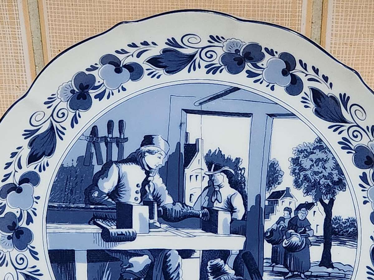 Vintage Delft Holland Traditional Dutch Tradesmen Plate Oude Molen Fabriek