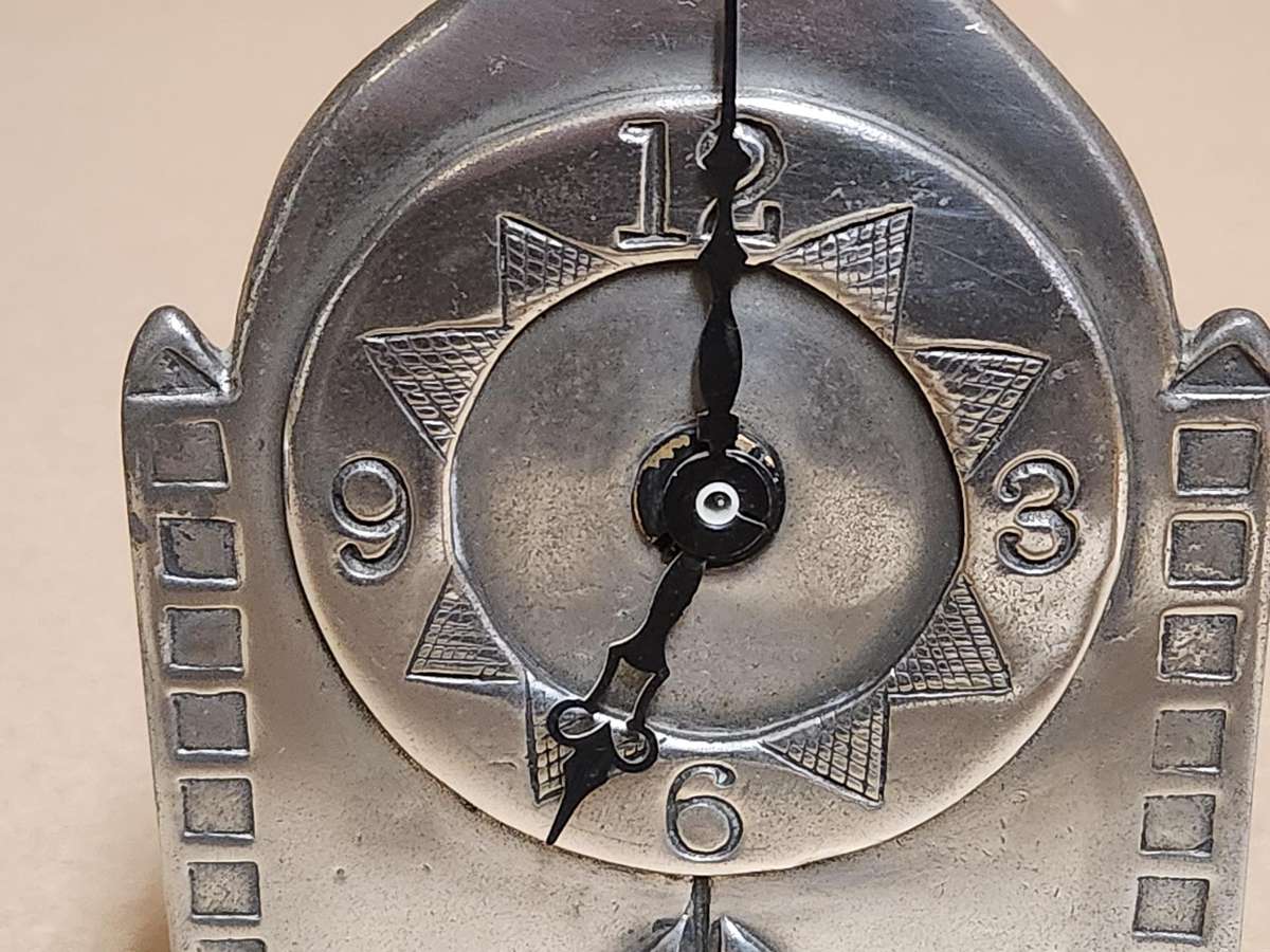 Vintage Carrol Boyes Functional Art Early Design Pewter Mantle Clock