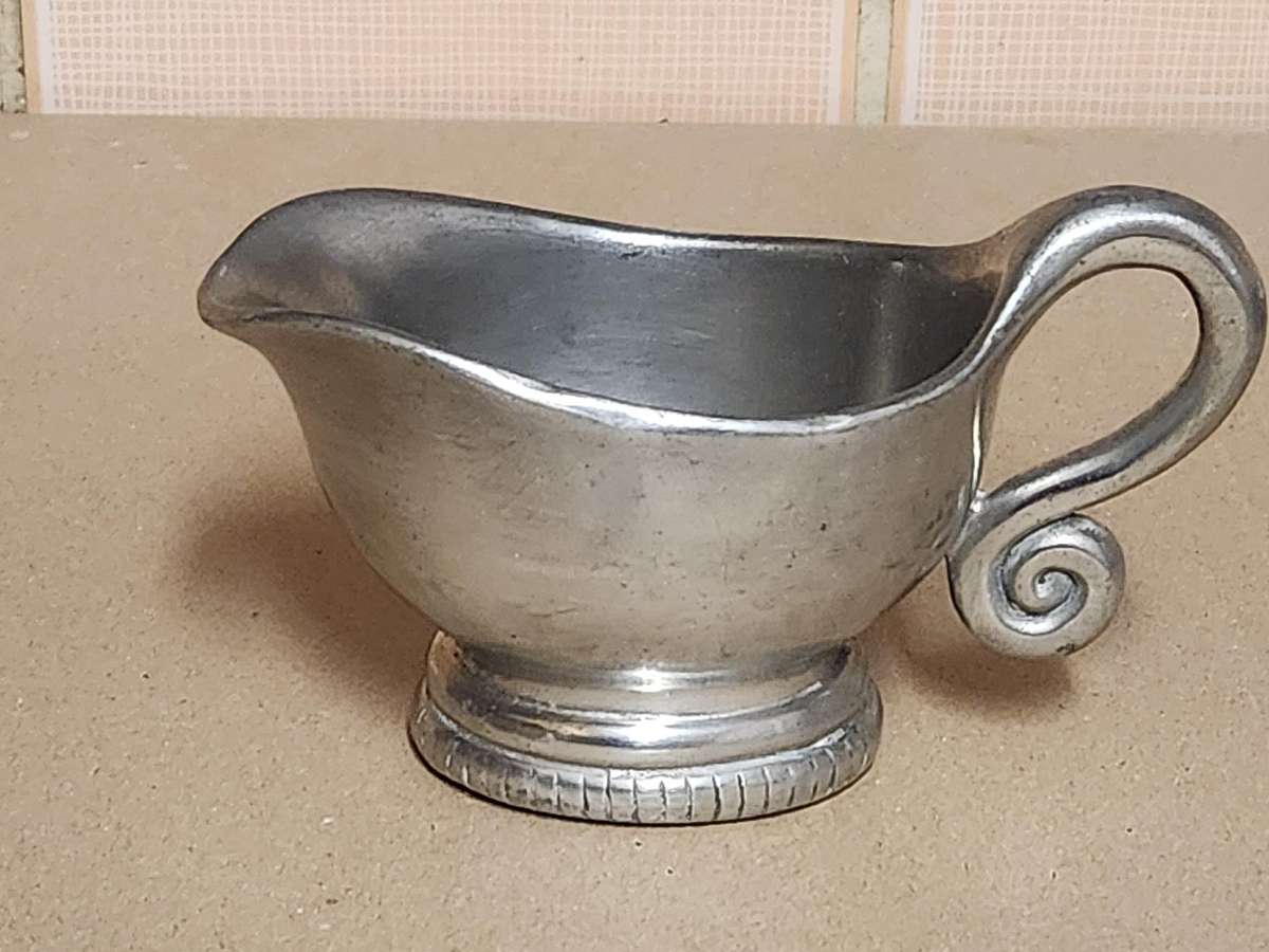 VINTAGE CARROL BOYES FUNCTIONAL ART EARLY DESIGN PEWTER CREAMER