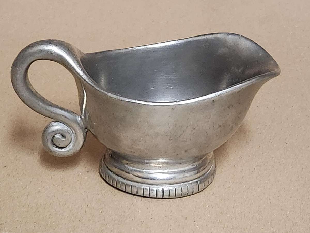 VINTAGE CARROL BOYES FUNCTIONAL ART EARLY DESIGN PEWTER CREAMER