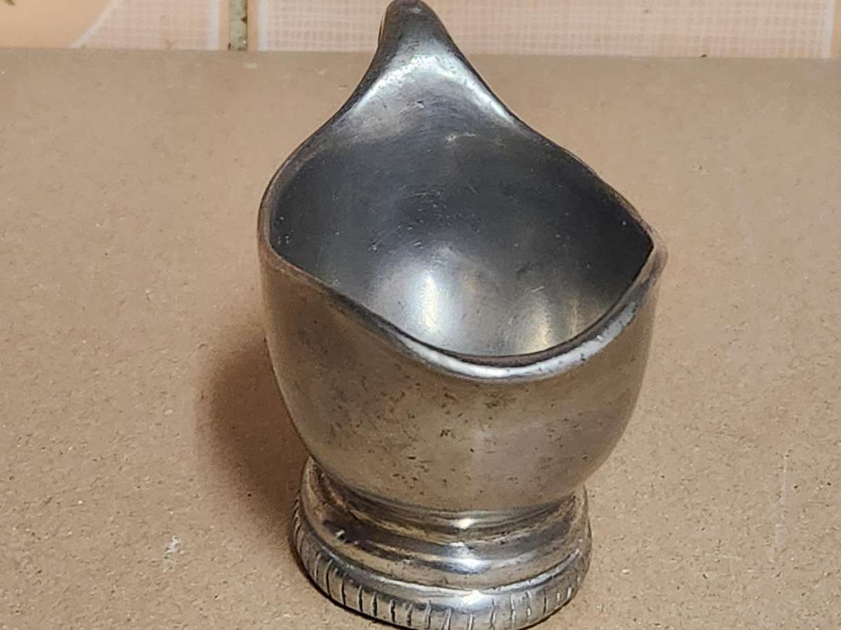 VINTAGE CARROL BOYES FUNCTIONAL ART EARLY DESIGN PEWTER CREAMER
